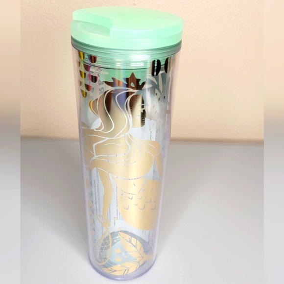 Starbucks Gold Mermaid Siren Clear Acrylic Cold Cup - Picture 1 of 1